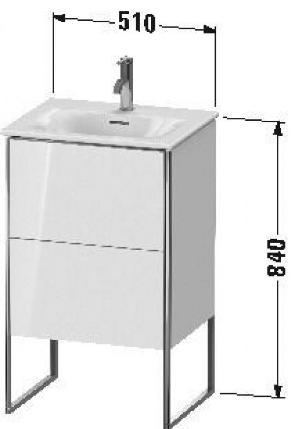 Meuble Pour Lavabo Encastrable Duravit XSquare pour 234453 Gris Dolomite Brillant 510 mm