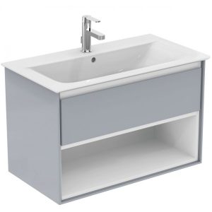 Meuble Pour Lavabo Encastrable Ideal Standard Connect Air 80 C Mural avec tiroir Noir