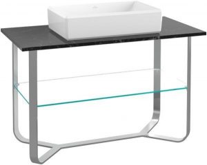 Meuble Pour Vasque à Poser Villeroy Et Boch Antheus Plaque De Marbre Avec Piétement En Inox B06400RC