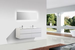Meuble salle de bain Alice 1380 blanc mat – Miroir en option