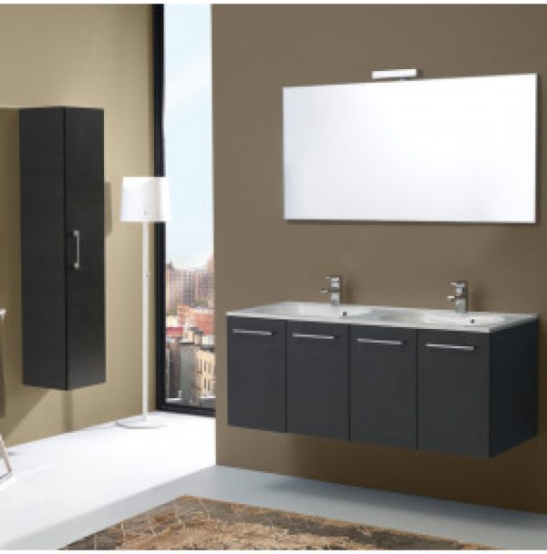 MEUBLE SALLE DE BAIN DE 120 CM AVEC QUATRE PORTES ET DOUBLE LAVABO BOSTON EN TANNER