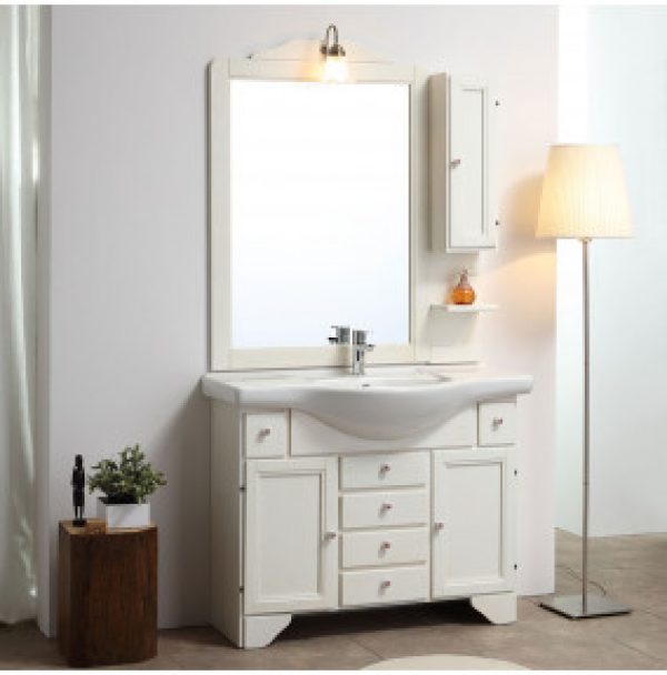 MEUBLE SALLE DE BAIN STYLE SHABBY DÉCAPÉ BLANC 105 x 198 CM