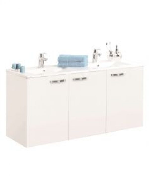 Meuble sous vasque NEOVA ANGELO blanc brillant 3 portes