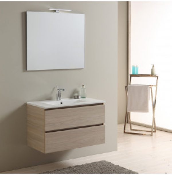 MEUBLES DE SALLE DE BAIN EN 80 CM AVEC TIROIR ET ÉCLAIRAGE À LED BERLIN ELM LEONE