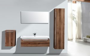 Meubles de salle de bains N1200 noyer – en option miroir et armoire murale