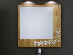 Miroir de salle de bain en teck Sarane L70 x H70