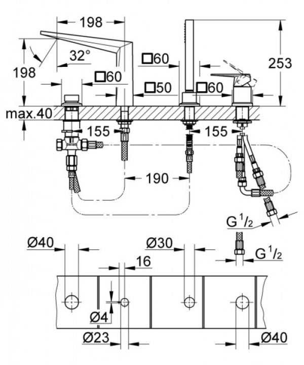 Mitigeur Bord de Baignoire Grohe Allure Brilliant