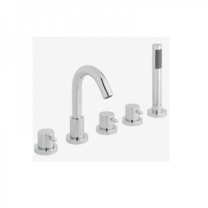 Mitigeur Bord de Baignoire Vado Zoo 5 Trous Avec Set De Douche Chromé ZOO-135-3/4-C/P