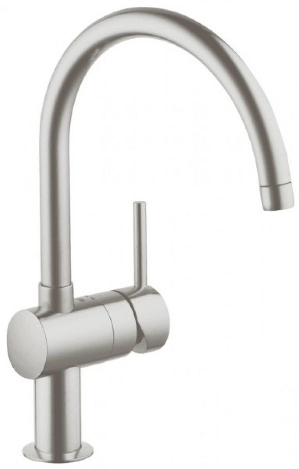 Mitigeur Cuisine Grohe Minta bec courbe supersteel