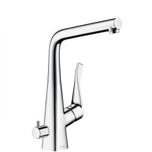 Mitigeur cuisine Hansgrohe monocommande Metris Select 320mm avec robinet d’arrêt Chromé 14888000
