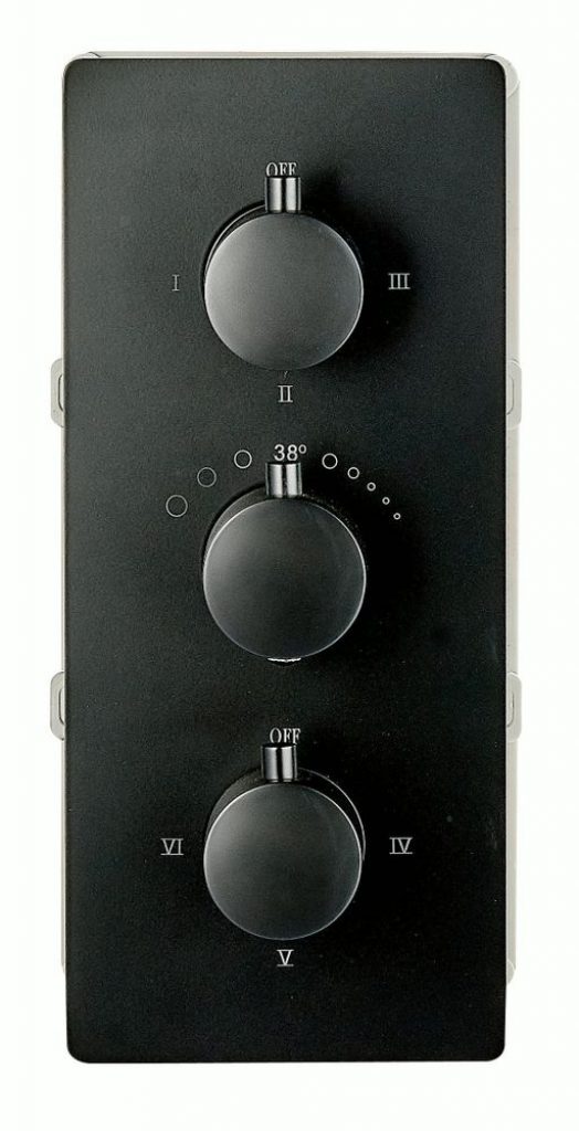 Mitigeur de douche mural à encastrer UP11-01 avec inverseur à 6 voies – noir