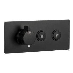 Mitigeur thermostatique de douche à encastrer NT7176 en noir mat ou en blanc mat- 2 sorties – avec corps d’encastrement