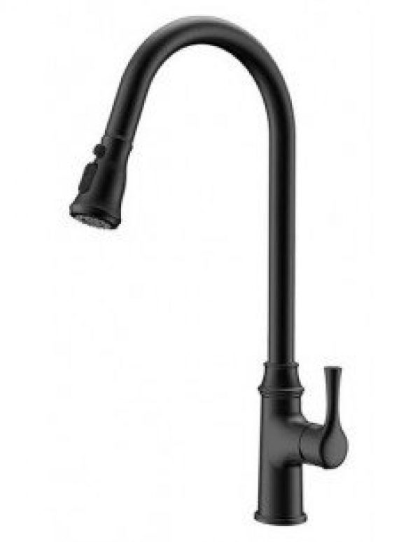 Mitigeur évier noir mat avec douchette modèle rétro HUDOR 605 ORB