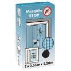 Moustiquaire pour porte, « STOP » gris, 2 lamelles de 0,65m x 2,20m