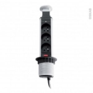 Multiprise Cuisine Bloc 3 Prises 2 Usb Extractible Argent