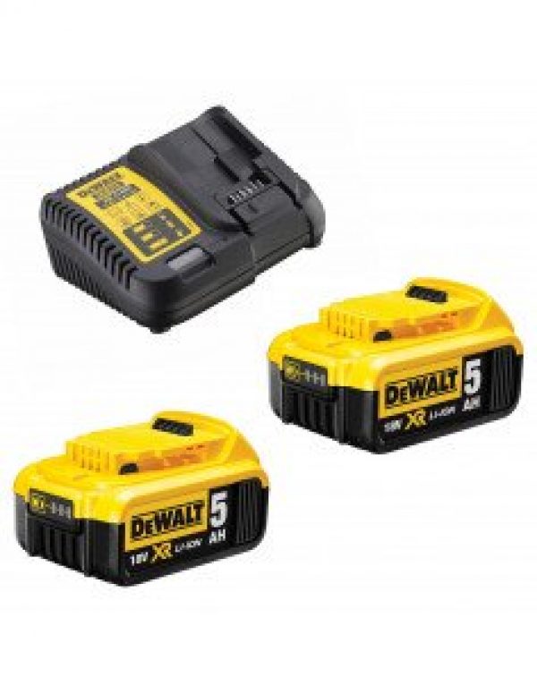 Pack DEWALT de 2 batteries 18V 5AH + 1 chargeur boite carton  DCB115P2