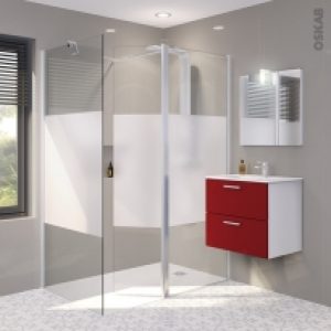 Pack Douche A L Italienne Paroi 80 Cm Volet Paroi De Retour 90 Cm Verre Depoli 8 Mm 2 Barres De Fixation Profiles Chromes Atlas 2