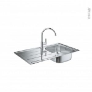Pack Evier Mitigeur Grohe Evier K200 Inox Lisse 1 Bac Egouttoir Mitigeur Bau