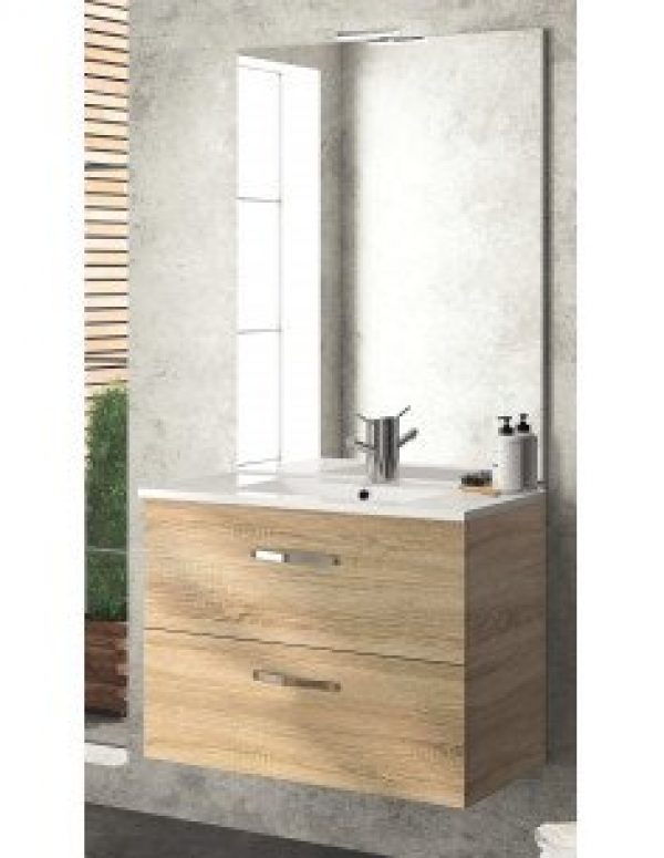 PACK meuble 2 portes L60 + vasque + miroir + bandeau + colonne…