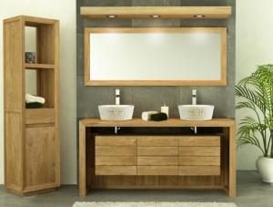 Pack – Meuble de salle de bain en teck Groix 160 2 portes + 2 tiroirs