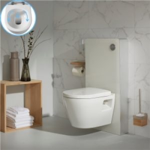 Pack wc suspendu en verre blanc avec…