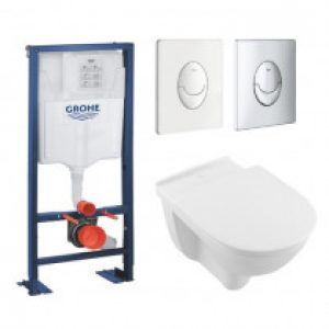 Pack WC suspendu PMR sans bride Villeroy et Boch O Novo Vita bati support Grohe