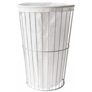 Panier à linge métal et tissu blanc