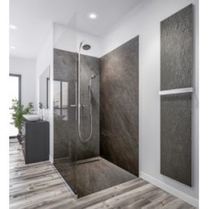 Panneau mural en véritable pierre naturelle – 200 x 100 cm – gris – U-TILE