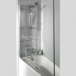 Paroi baignoire Irio Jacuzzi – verre transparent – profilé blanc