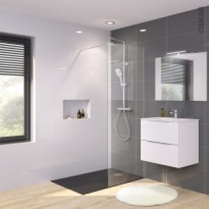 Paroi De Douche A L Italienne 80 Cm Verre Transparent 8 Mm 1 Barre De Fixation Profiles Chromes Atlas 2