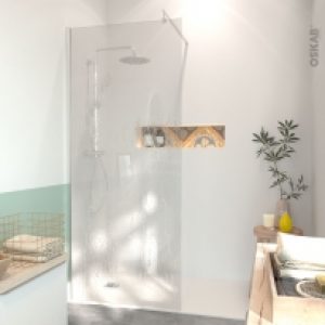 Paroi De Douche A L Italienne 90 Cm Verre Transparent 6 Mm 1 Barre De Fixation Profiles Chromes Atlas 2