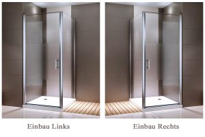 Paroi de douche d’angle 8 mm NANO verre véritable EX416-1 bande satin – 90 x 90 x 195 cm