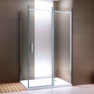 Paroi de douche fixe et porte coulissante DX806A FLEX – revêtement Nano et verre de sécurité ESG – montage réversible