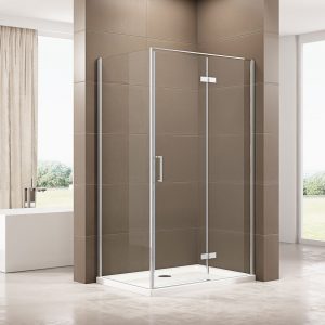 Paroi de douche fixe et porte pivotante en verre NANO transparent – EX409 – 90 x 120 x 195 cm