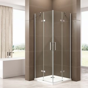 Paroi porte de douche pivotante en angle EX809 – verre de sécurité nano – 80 x 80 x 195 cm