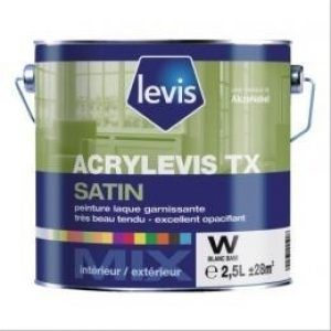Peinture boiseries Acrylevis TX satin blanc 2,5L – LEVIS