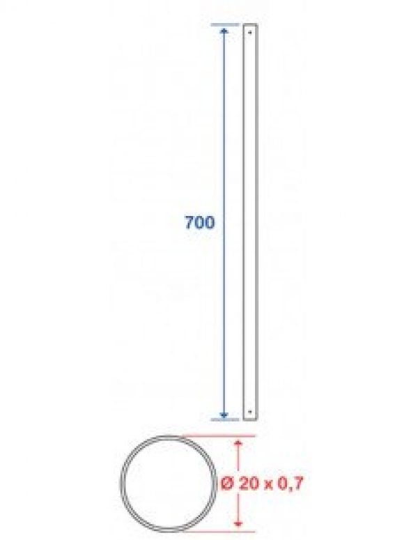 PELLET – Tube droit seul pour porte-rideau Ø20 L700 – 004825