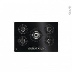 Plaque De Cuisson 5 Feux Gaz 75Cm Verre Noir Electrolux Kgg7538K