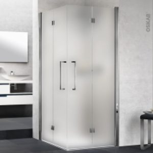Porte De Douche Angle Carre Pliant Novellini 80X80 Cm Verre Depoli Profiles Chromes