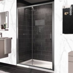 Porte De Douche Coulissante Huppe 120 Cm Verre Transparent Profiles Chromes