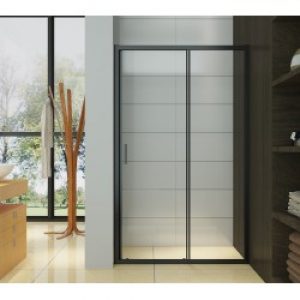 Porte de douche coulissante – profilés noirs – 120 x 195 cm – Irwin – AZZURO