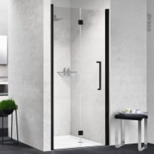 Porte De Douche Pliante Novellini 80 Cm Gauche Verre Transparent Profiles Noirs