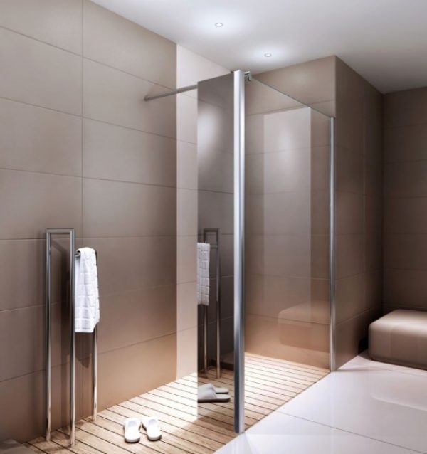 Porte fixe pour paroi de douche Walk-In en verre véritable Nano EX106 – miroir – 30x200cm