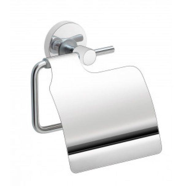 PORTE-ROULEAU AVEC COUVERCLE EN METAL CHROMÉ ÉCONOMIQUE POUR SALLE DE BAIN | FILA