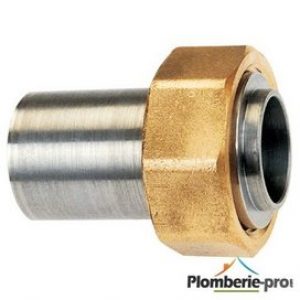 Raccord 2 pièces droit pour tube acier Ø1 », écrou 1 »1/4