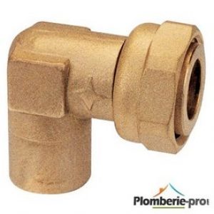 Raccord coudé à 90°  Gazpour tube Ø14mm, écrou 1/2