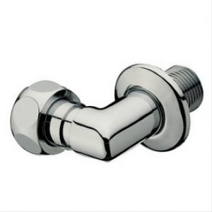 Raccord sanitaire coude réglable laiton chromé avec rosace