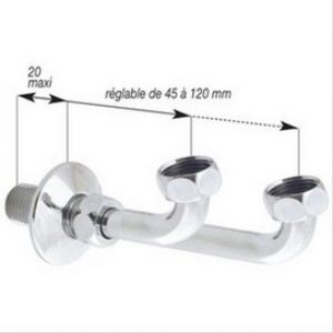 Raccord télescopique chromé  M1/2 écrou 1/2