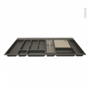 Range Couverts Pour Tiroir L100 Cm Anthracite Porte Rouleau Planche A Decouper Bois Sokleo