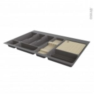 Range Couverts Pour Tiroir L80 Cm Anthracite Porte Couteau Bois Planche A Decouper Bois Sokleo